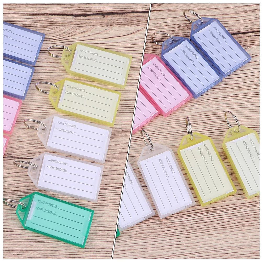 

40pcs Colored Key With Writeable Labels Waterproof Pp Cover Compact Luggage Tags For Keys Usb Drives Suitcases Portable Keychain