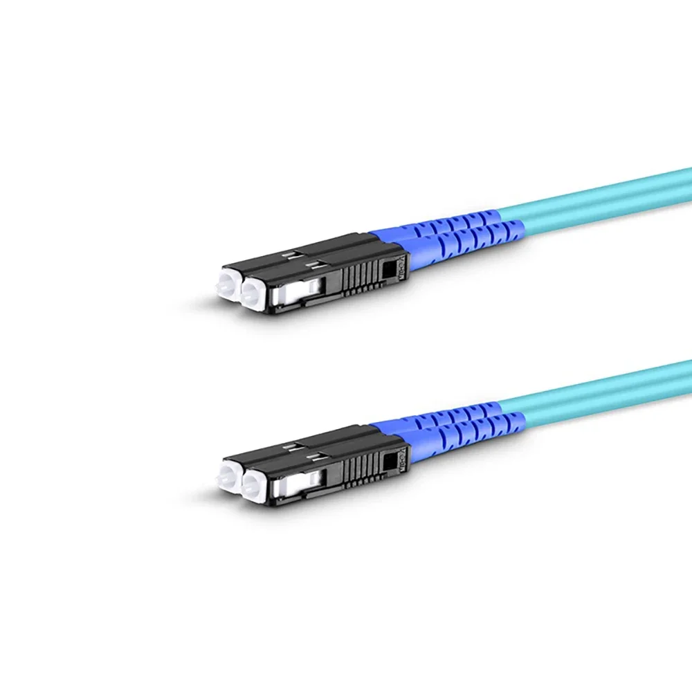 Customized Fiber Optic Patch Cable 2 Fiber Customized OM4 Multimode LC/SC/FC/ST/LSH/MU Duplex Tight Buffered Aqua Patch Cord