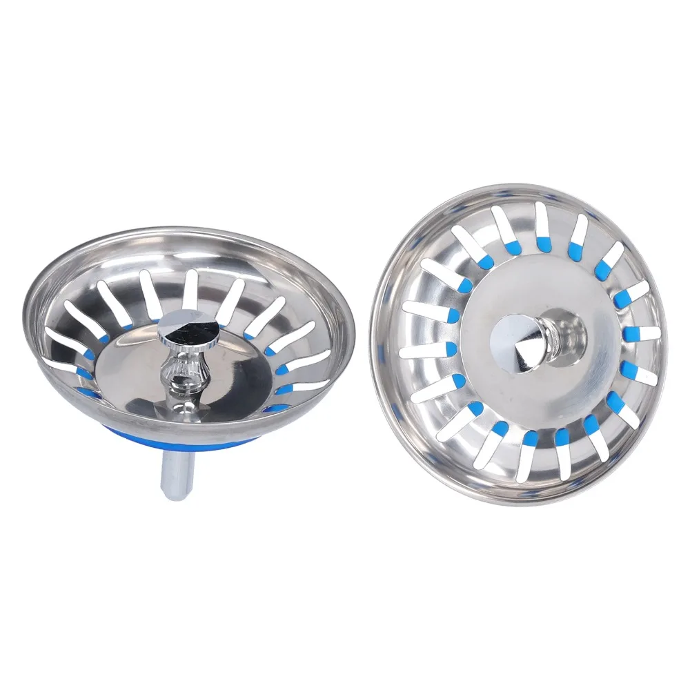 2 Pack 304 Stainless Steel Kitchen Sink Strainer Multiple Holes Anti Clog Drain Plug Basket Smooth Flow 80mm / 3.15in Diameter