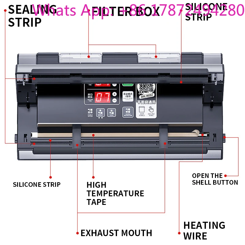 220V 40CM Sealing Machine Double Pump Double Nozzle Small Commercial Vacuum Packaging Sealing Ordinary Smooth Aluminum Foil
