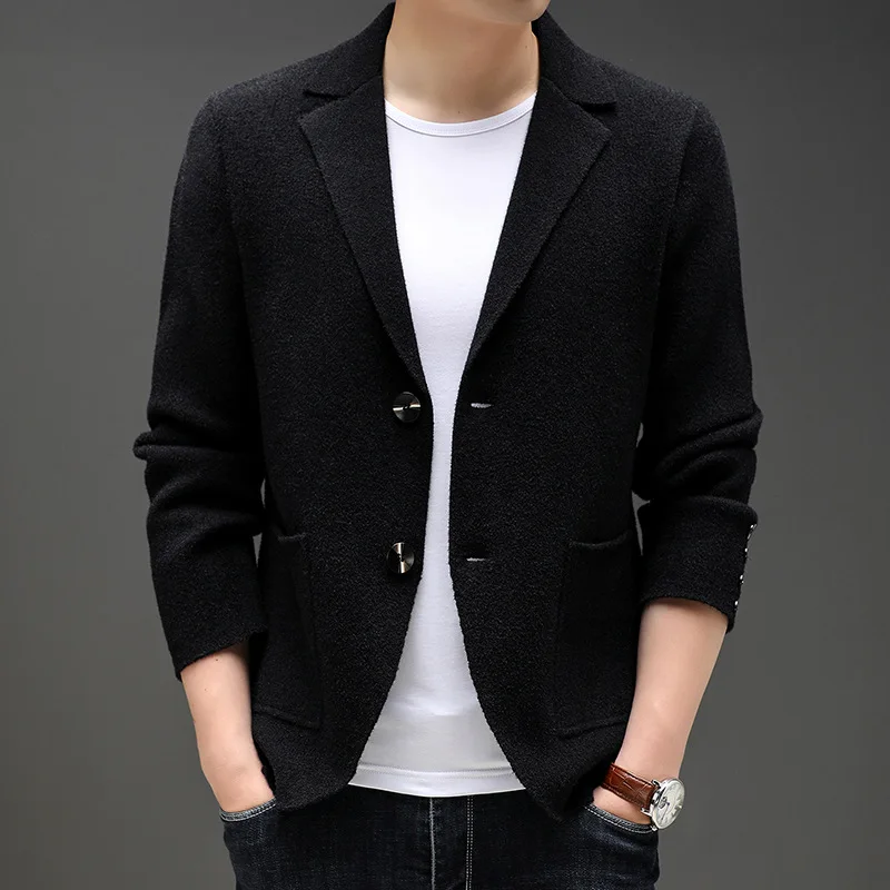 

Top Grade New Autum Winter Brand Fashion Knit Blazer Mens Top Cardigan Slim Fit Sweater Casual Coats Jacket Mens Clothes 2025
