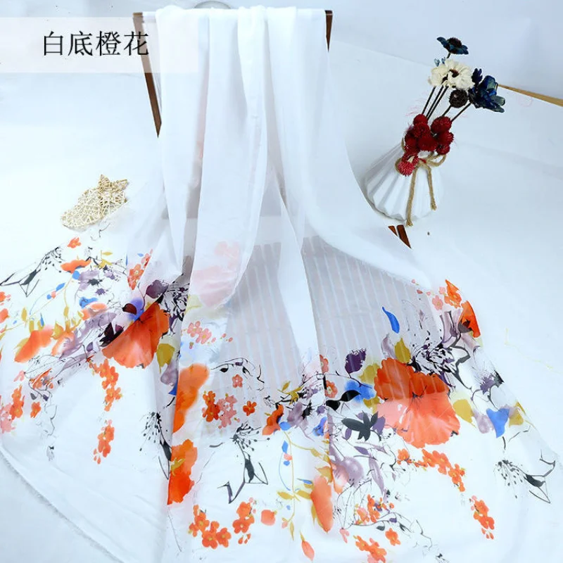 75D Printing Chiffon Fabrics By The Meter Light Weight Gauze Fabric for Designer Sewing Dancing Dress Patchwork Material