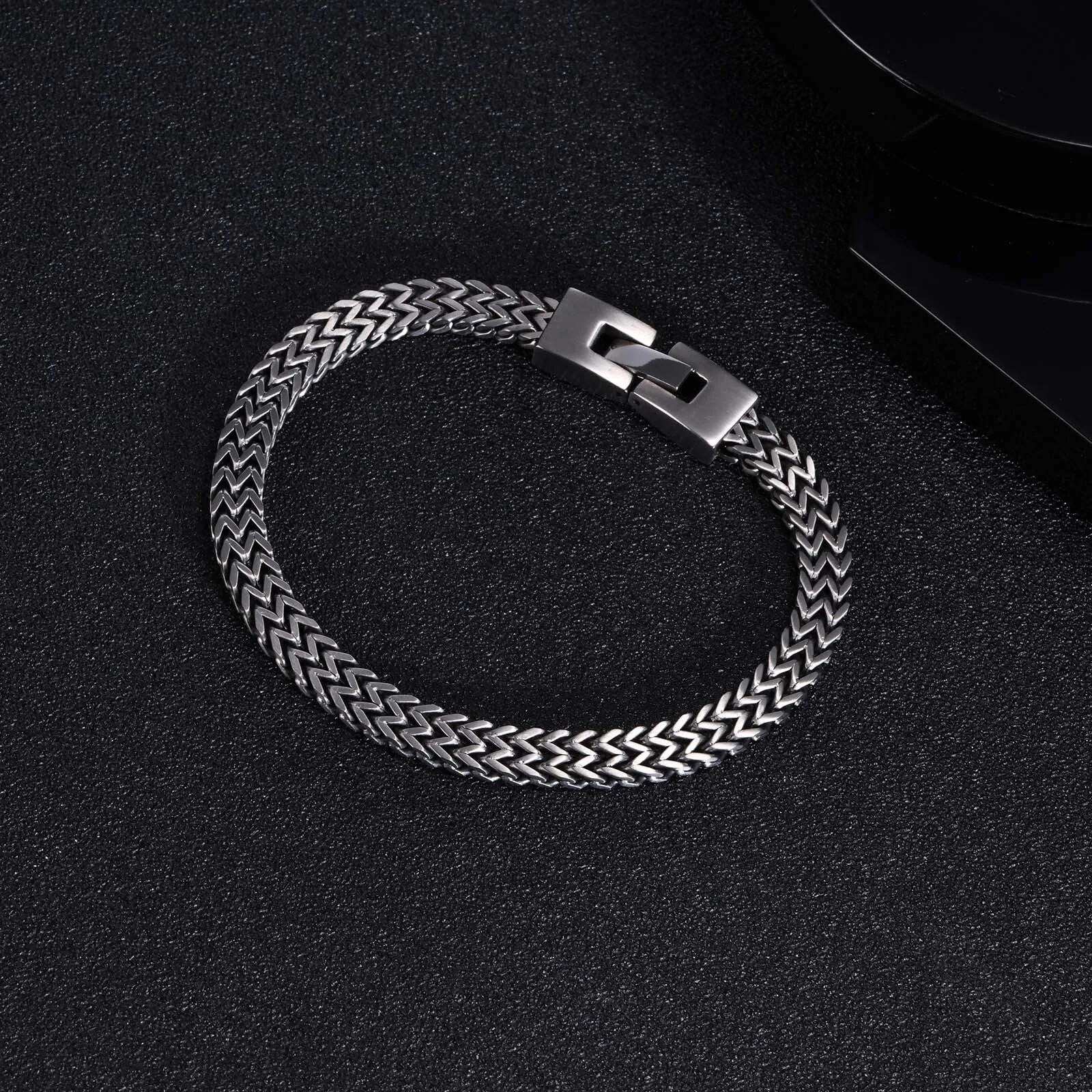 STYLISH STAINLESS STEEL BALI FOXTAIL CHAIN BRACELET FOR MEN DOUBLE FRANCO LINK CHAINS BRACELETS ARMBAND MALE JEWELRY