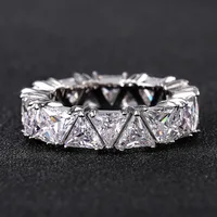 Bague luxueuse en argent Sterling 925, bague triangulaire en Zircon avec cristal de Zircon Aaa, cadeau de bijoux de fiançailles pour femmes 4