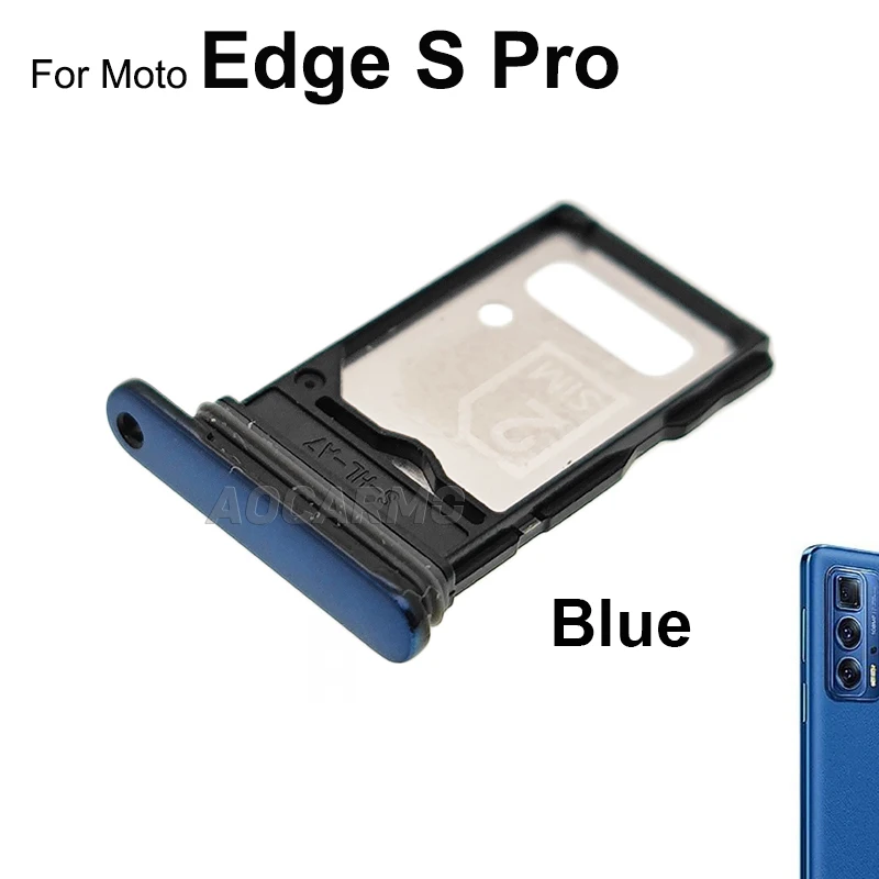 Aocarmo untuk Motorola Moto Edge S Pro XT2153-1 Komponen Pengganti Laci Tempat Slot MicroSD Baki Kartu SIM Ganda