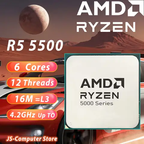 AMD R5 5500 Ryzen 5 5500 6 Cores 12 Threads 6-Core 12-Thread 7NM L3=16M CPU Processor100-000000457 Socket AM4 No Fan
