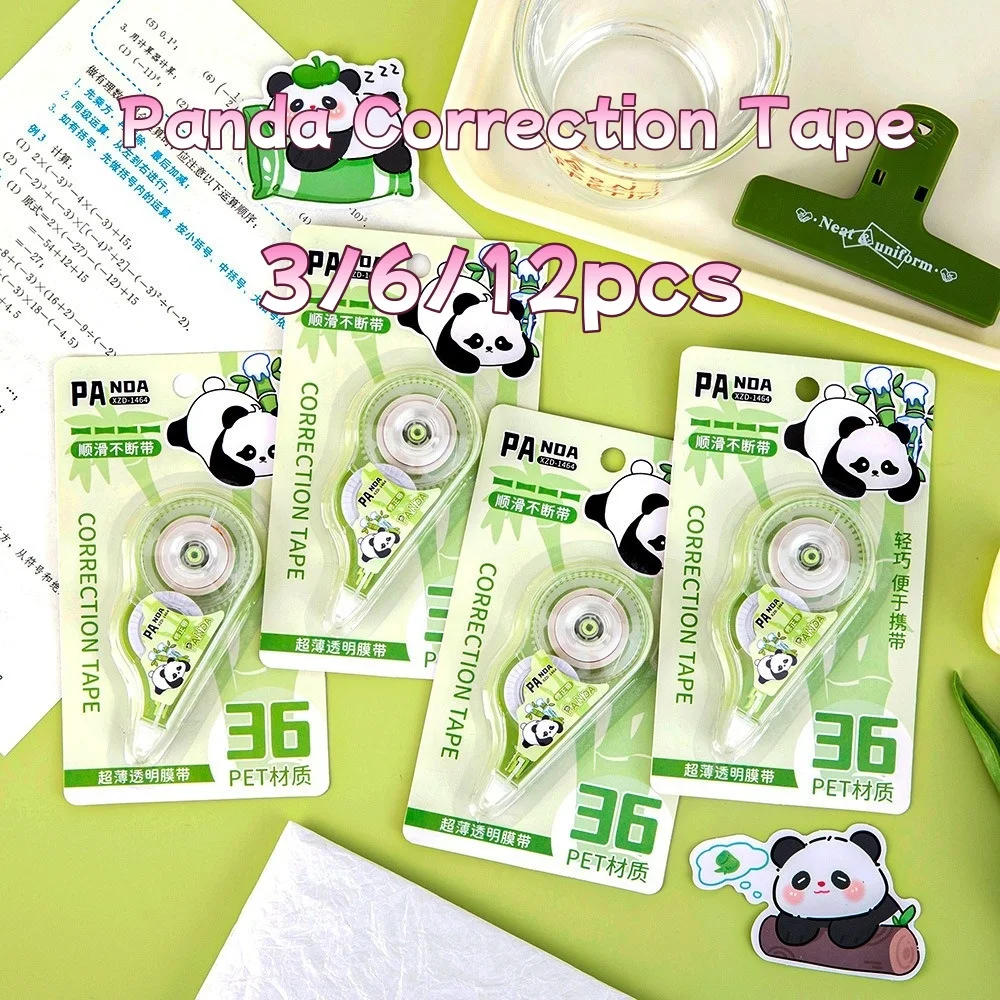 5M Panda Correction Tape Cute High-Capacity Correction Pen for Students Aesthetic School Supplies Long-Lasting Error Corrector