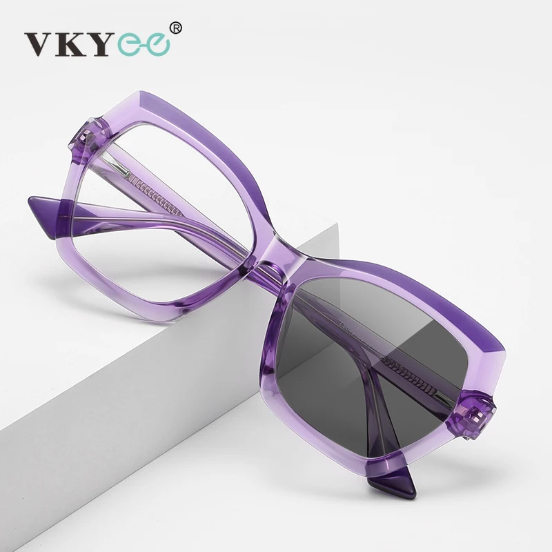

VKYEE модные цветные большие оправы квадратные очки для чтения с защитой от синего света женские настраиваемые фотохромные близорукость по рецепту LS043