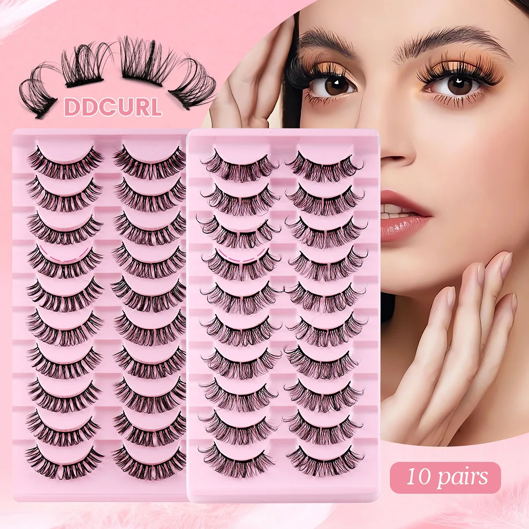 

10 Pairs of Man-made Fiber False Eyelashes Daily Curl Thick Simulation Natural Eyelashes Wholesale