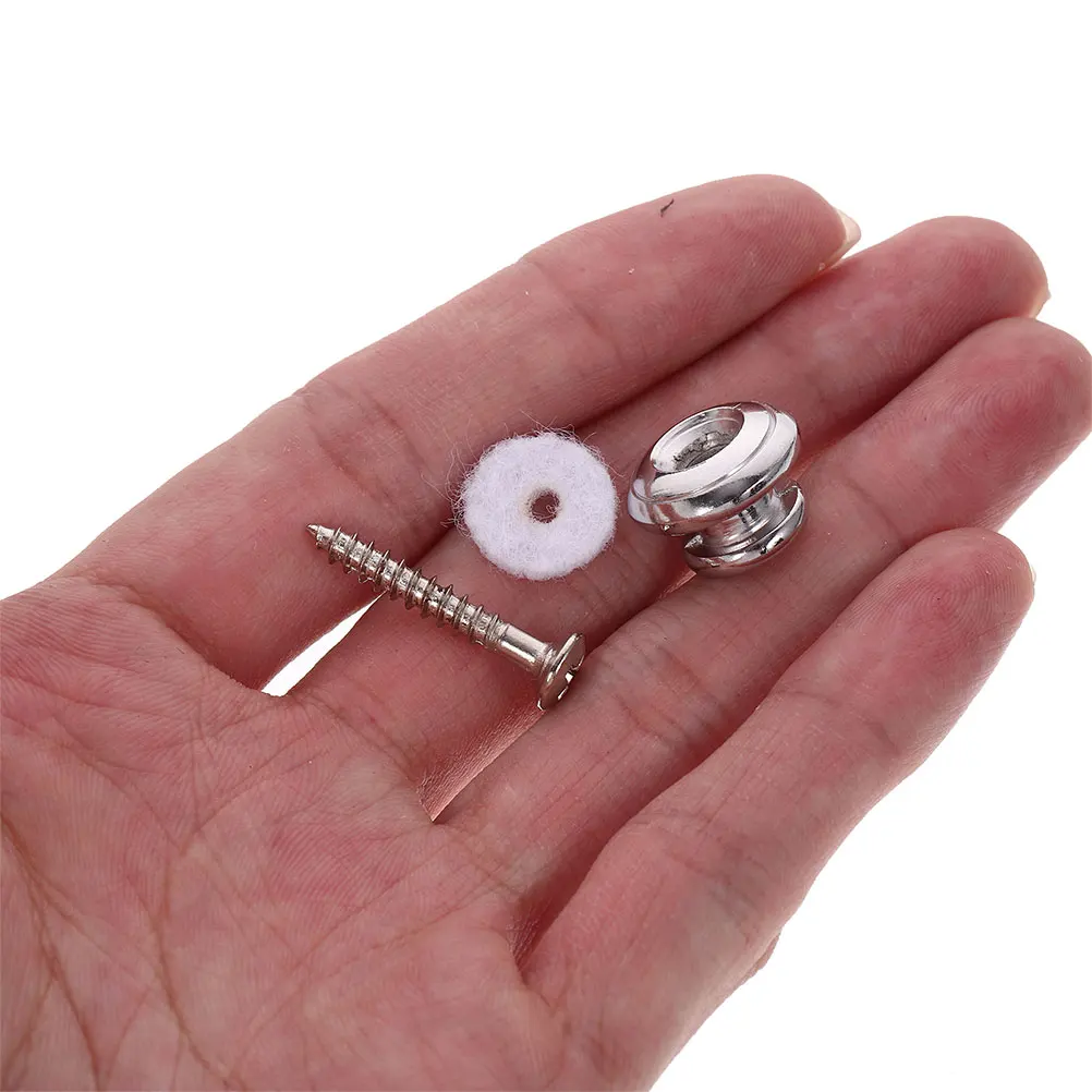

Guitar Metal Strap Buckle Button Lock Replacement Electric Adapter Buttons Silver