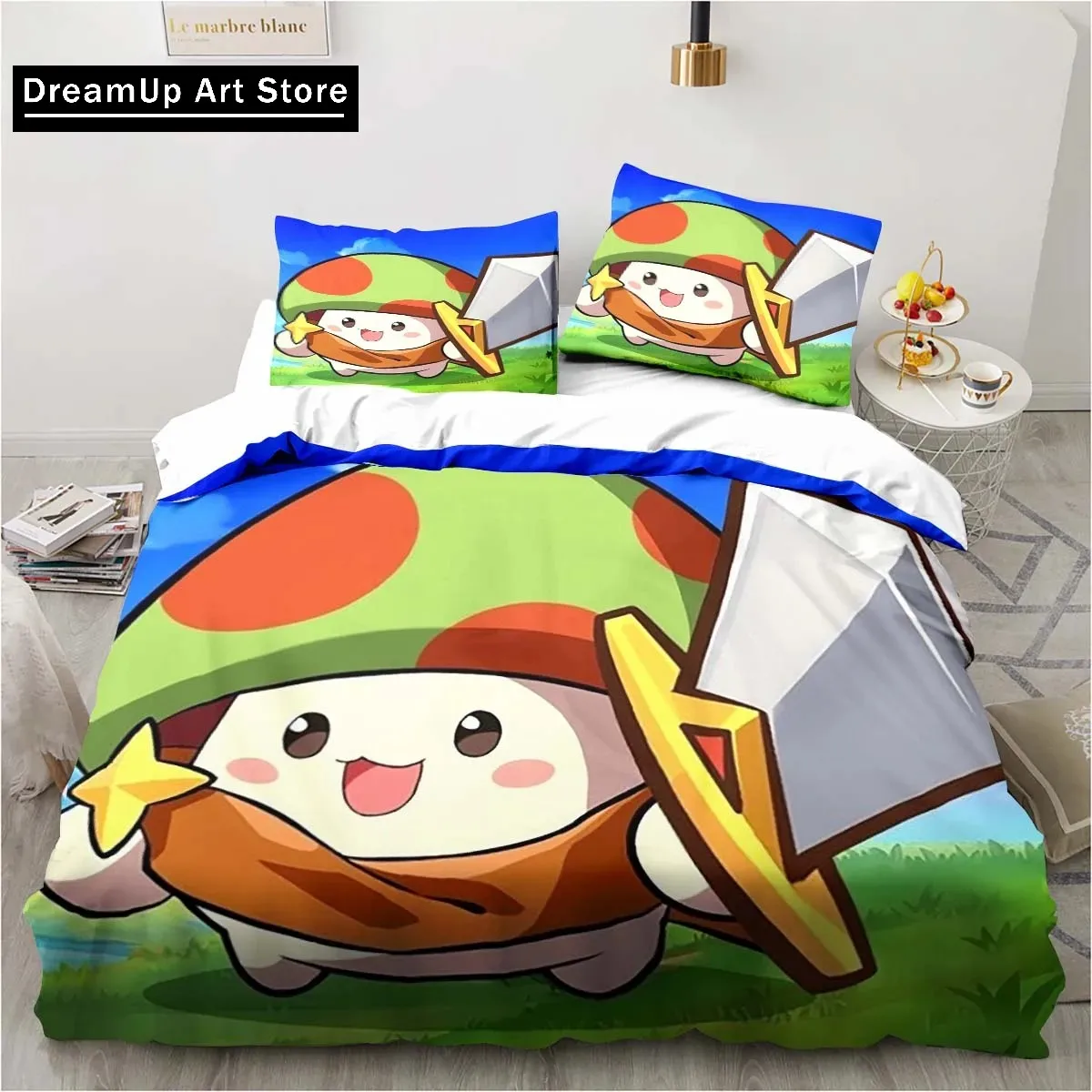 3D Print Anime Game Legend of Mushroom Bedding Set Cute Quilt Cover Bed Cover With Pillowcase Twin Single Queen King Size