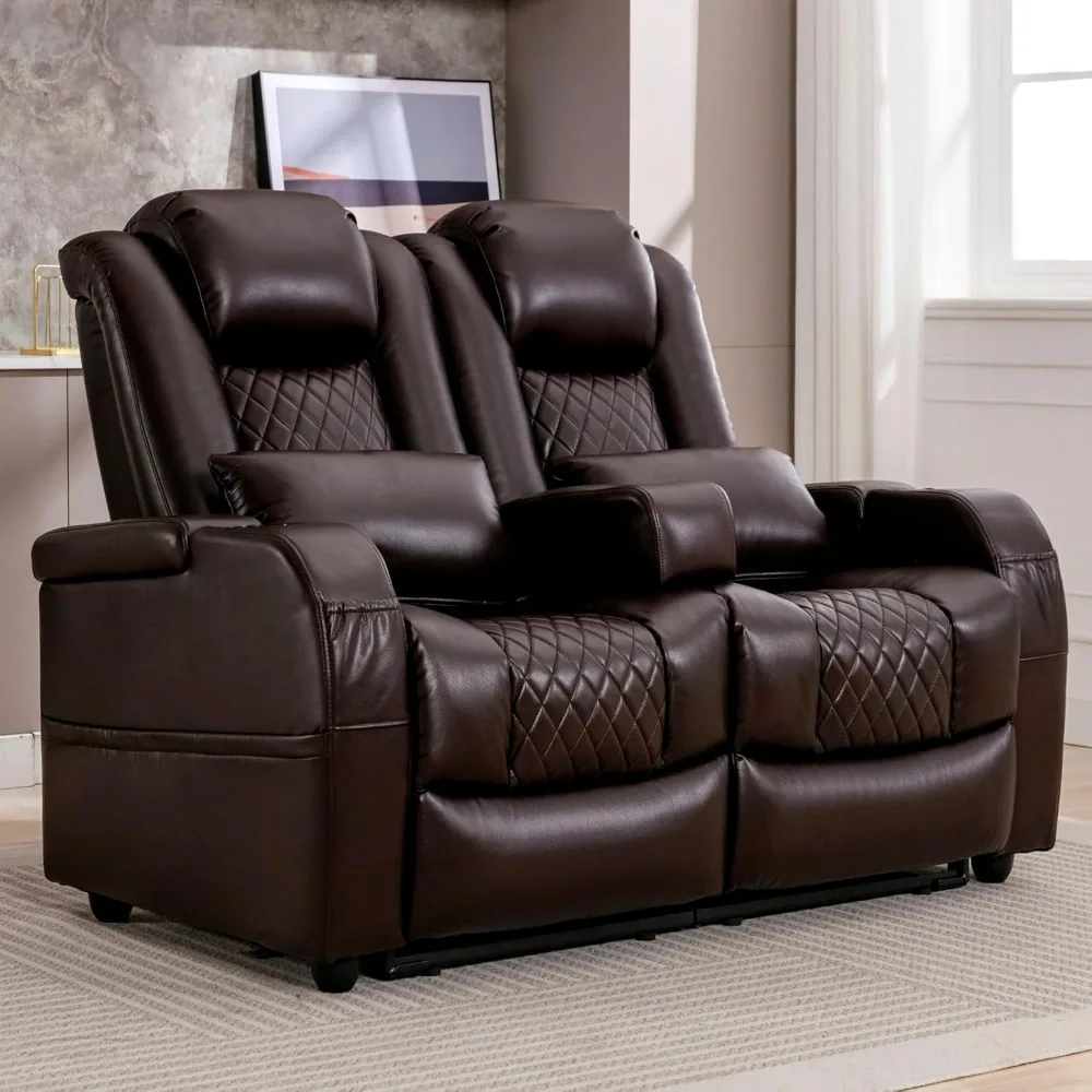 Recliner, Double Recliners Furniture with 3 Arms and 2 Pillows, Wall Hugger Recliners & 135° Reclining Theater Seating, Recliner