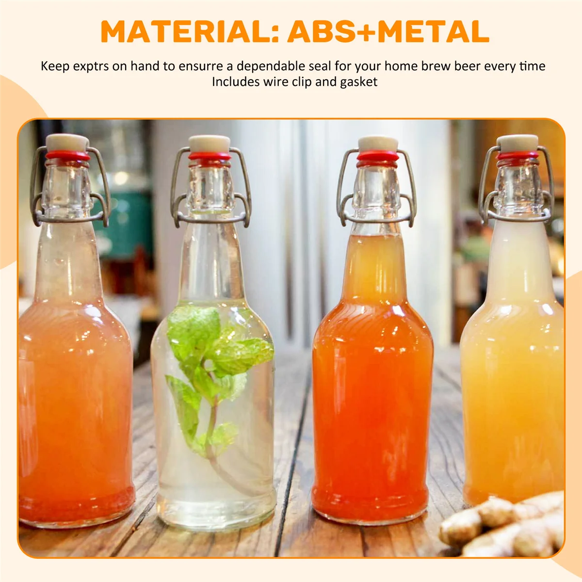 As novas tampas de garrafa de vidro com tampa oscilante para garrafa de cerveja estilo garrafa de cerveja, garrafas de refrigerante, fermentação caseira 10 peças