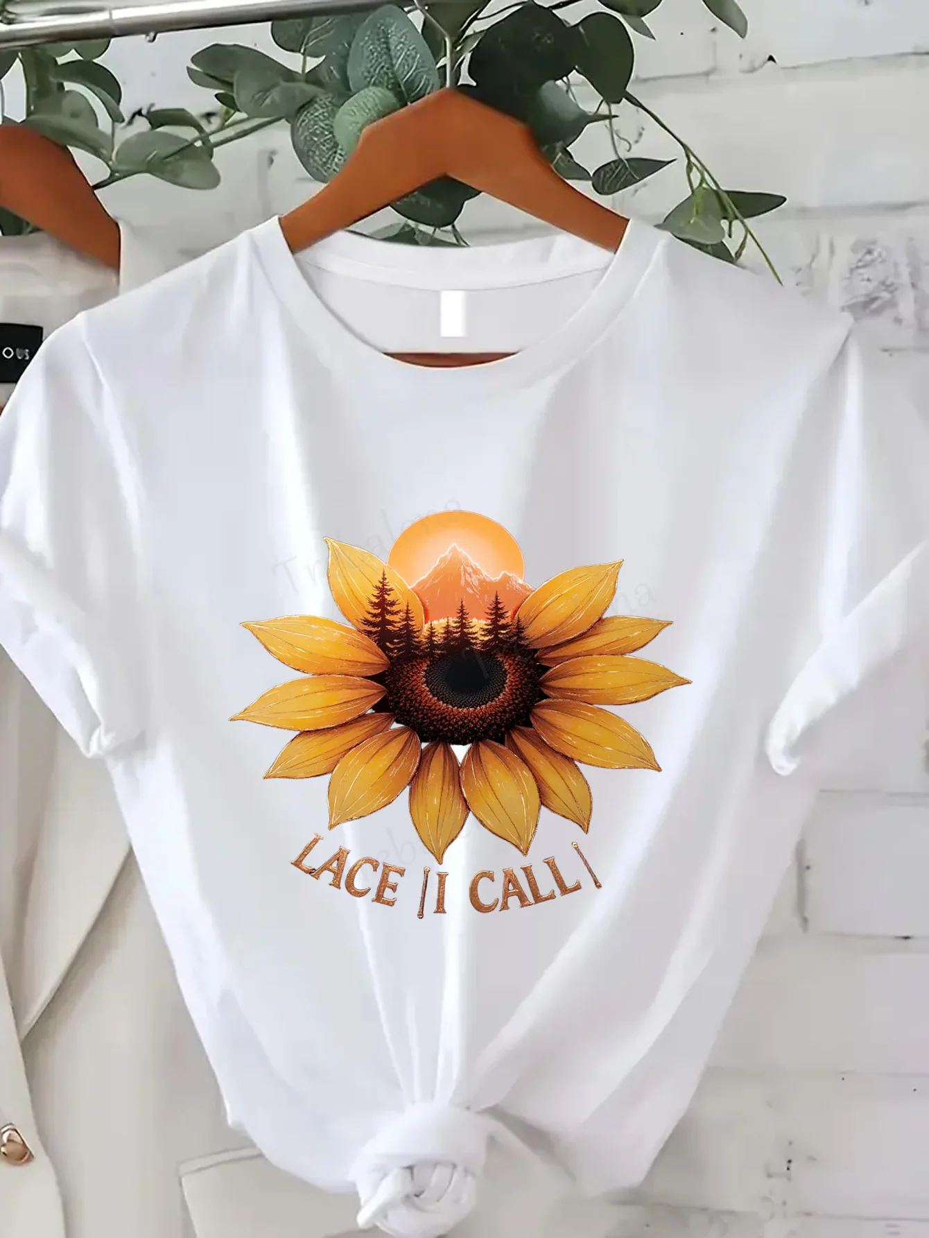 

Comfortable Women's Print T-shirt "Sunny Mountain Scene T-Shirt | 'Lace I Call' Graphic Tee for Women"