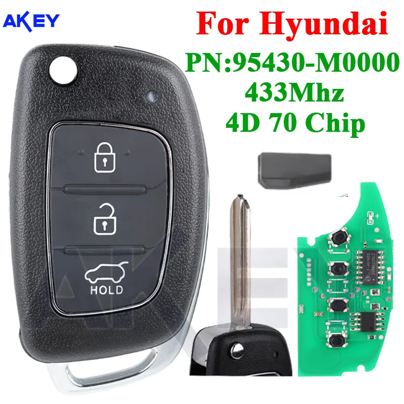 Keyless Go Auto Car Key For Hyundai Creta 2016 Part number 95430-M0000 Folding Control Smart Key 3 Buttons 433MZ 4D70Chip