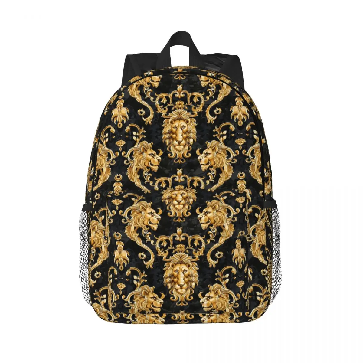 

Golden Lion Baroque Print Backpack Hot Sale Daypack Large Capacity Boys Girls BookBag Shoulder Bags for Men Women Kid School Bag
