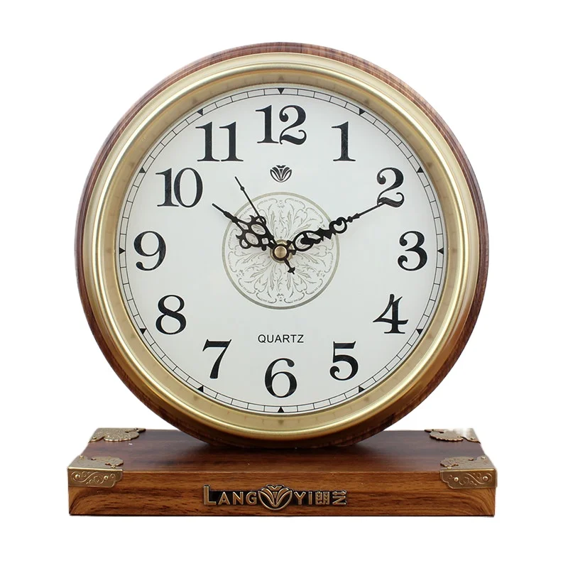 

Wooden silent table clock, living room table clock ornament