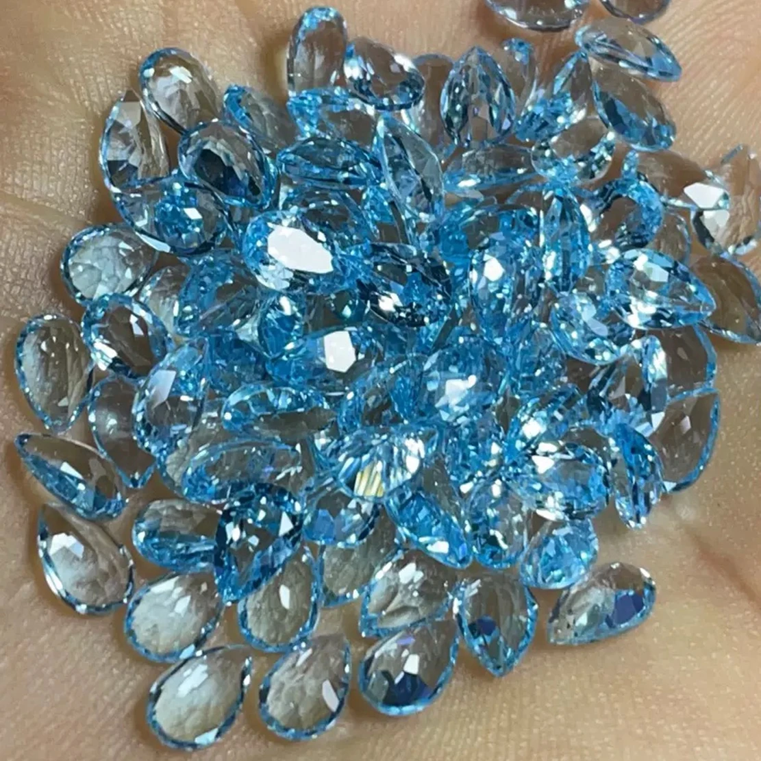 Natural Pear Cut Sky Blue Topaz Stone Loose Teardrop Topaz Loose Gemstone