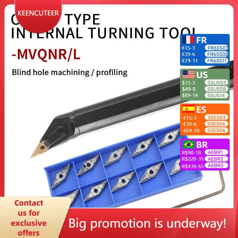 

S20R-MVQNR16/S32T-MVQNR16 CNC machining turning machine tools, internal turning tools and VNMG carbide inserts