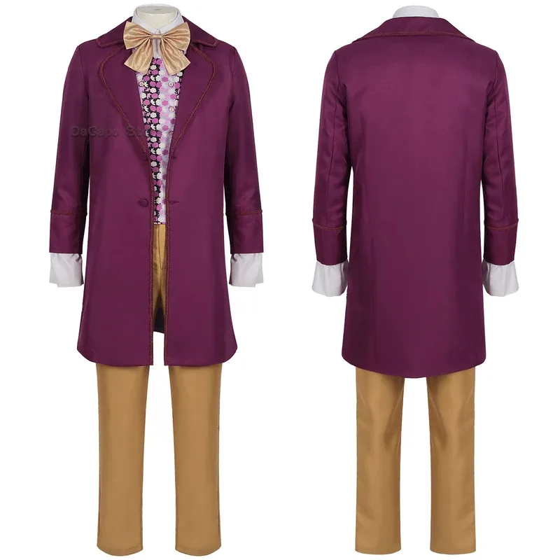 sisi 2233Willy Coat Costume Ticket Willie Wonca Cosplay Suit Outfit Chocolate Wonk Factory Men Fancy Halloween Roleplay