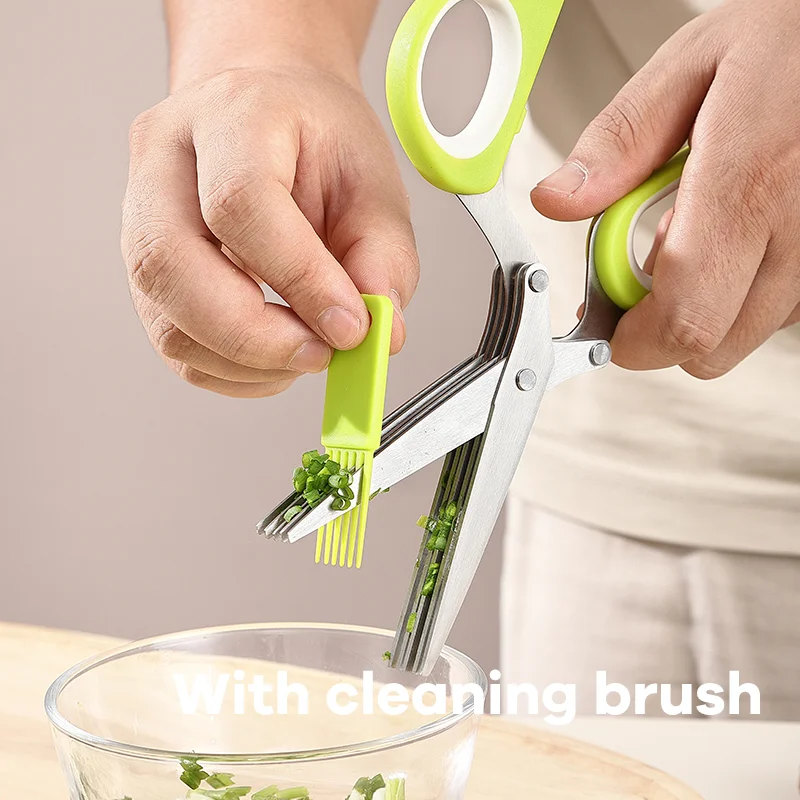 5枚刃ステンレス製ハーブはさみ、多機能キッチンはさみ、ネギ、 - Herb Scissors 5 Blade のレビューと価格