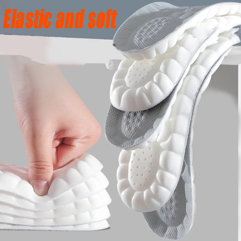 4D Elastic Latex Sports Insoles Sneakers Elastic Shock Absorption Massage Sole Arch Support Insole Liners Shoe Pads Air Cushions