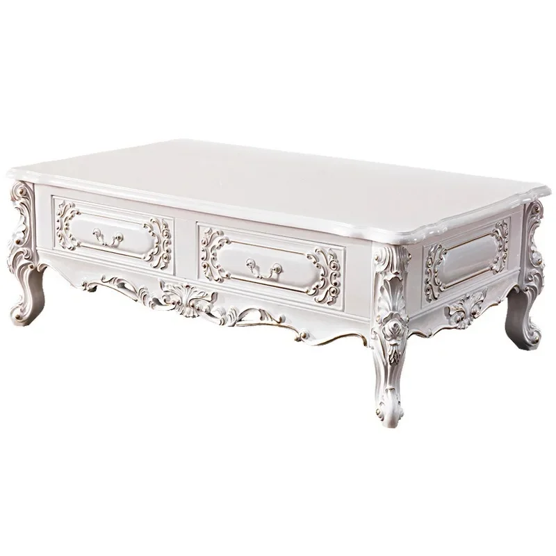 

French leather sofa solid wood double-sided carved European leather American light luxury leather living room