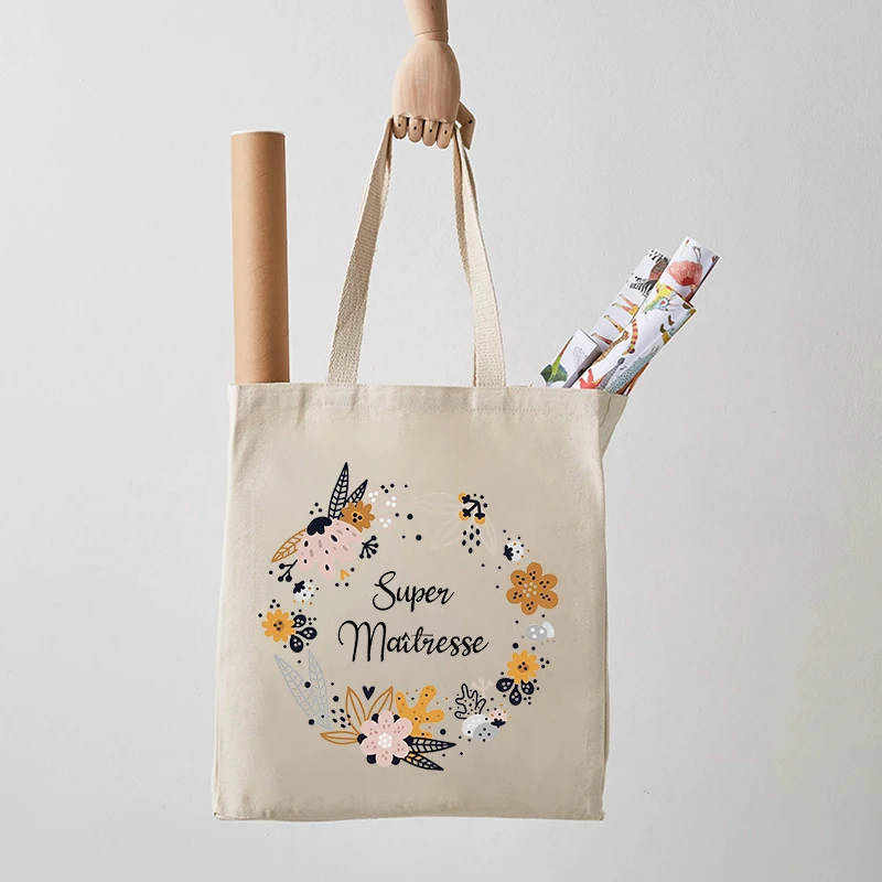 Super maile tresse Print Tote Bag Canvas Totes borse per la spesa per pendolari borsa a tracolla pieghevole alla moda regalo di gratitudine per insegnante