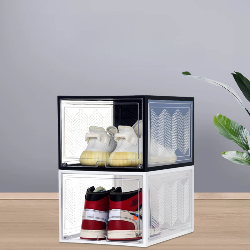 X-Large Clear Shoe Storage Boxes Stackable with Magnetic Door Fits up to Size 13 Shoes for Closet Oversized Shoe Boxes