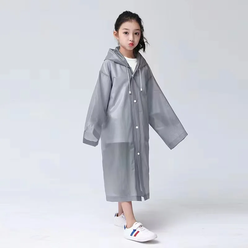 Kids Student Hooded Jacket Children Girl Boy Rain Coat Poncho Raincoat Cover Long Transparent Rainwear Waterproof Hooded