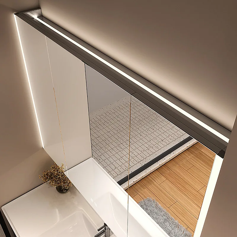 

Stainless steel mirror cabinet 90 high intelligent mirror cabinet separate drain rack 304 wall-mounted bathroom receiving top mi