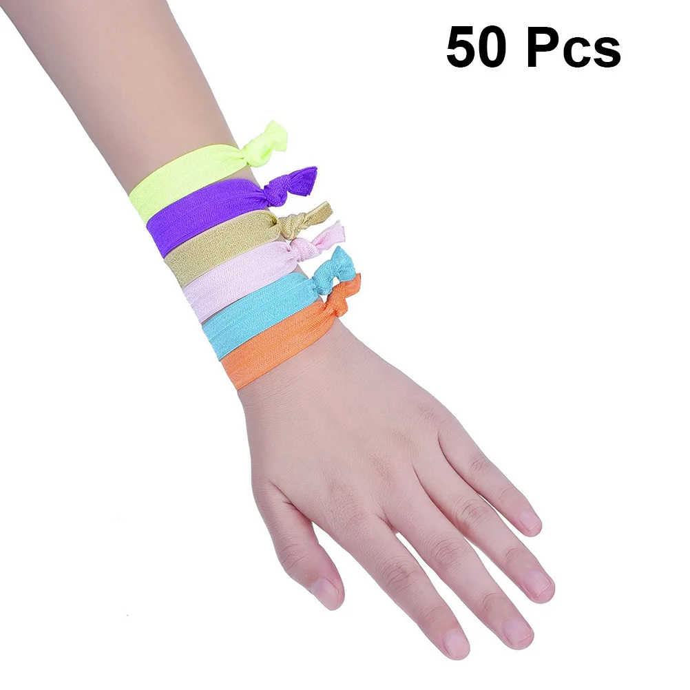 

50Pcs High Elastic Hair Ties Simple Solid Color Stretch Hair Ring for Women Ponytail Holder Daily Wear Wrist Decor