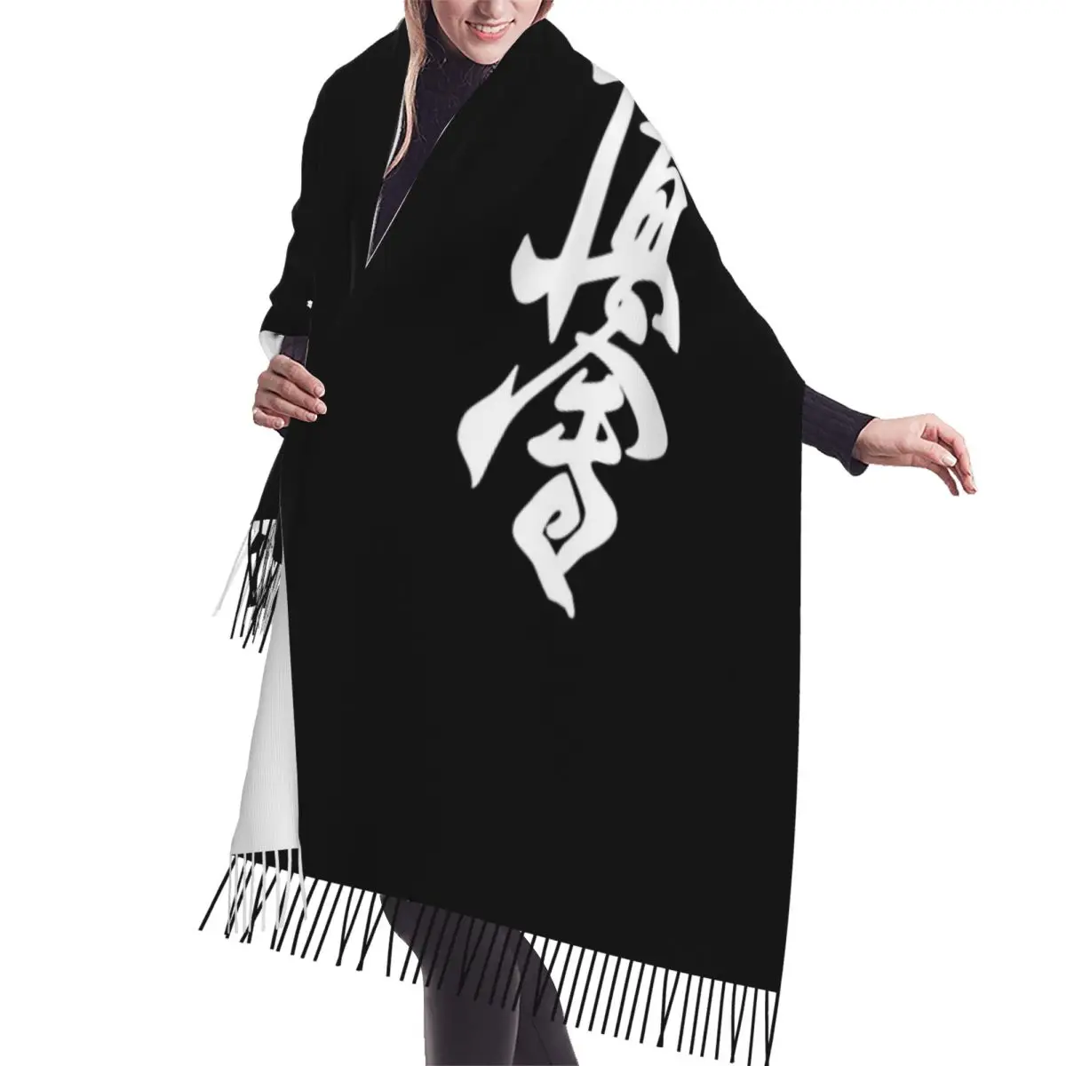 

Киокушин каратэ, белый шарф, шарфы с кисточками для женщин, мягкие теплые шали и накидки, большая осенне-зимняя шаль