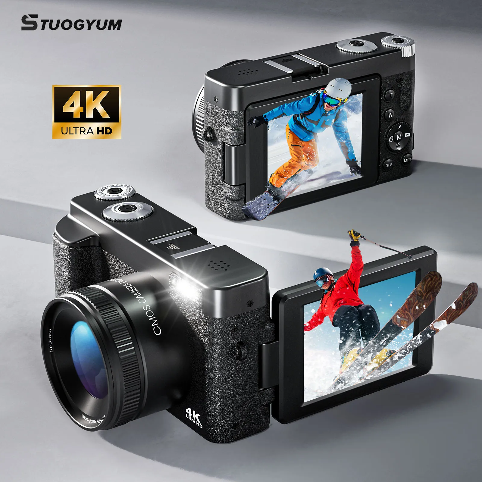 

4K Digital Camera 48MP Vlogging Camera with 180° Flip 3.0 inch Screen Autofocus Anti-Shake 16X Digital Zoom Cameras for Adults