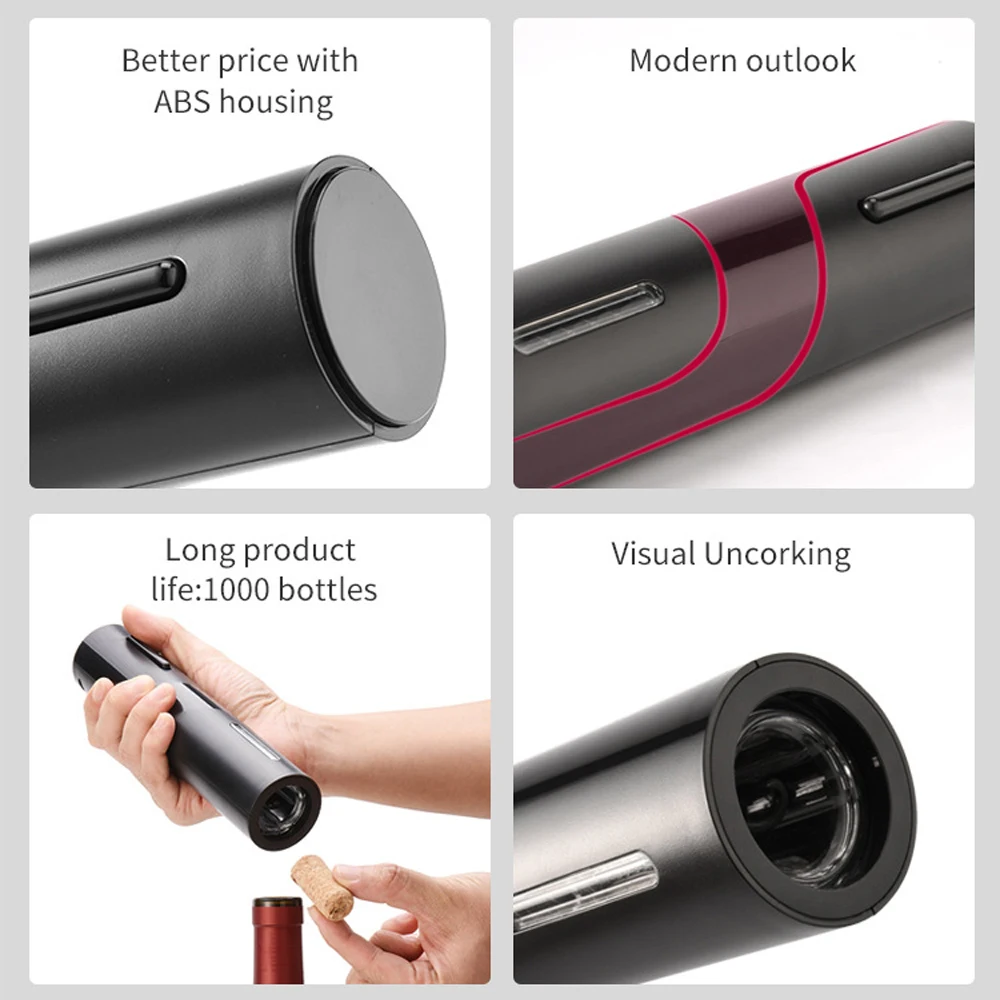 Electric Wine Corkscrew Battery Automatic Bottle Opener Electric Red Wine Opener Kit Foil Cutter Kitchen Accessories Profession