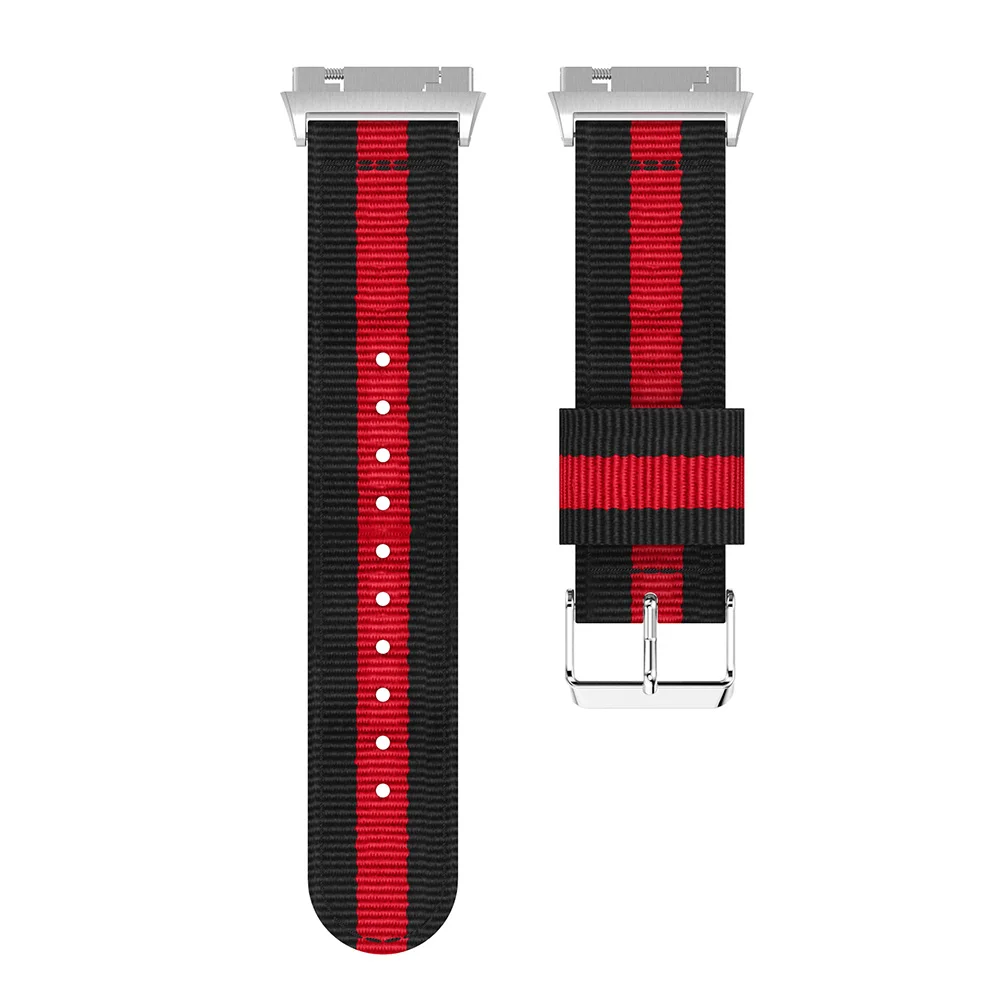 Cinturino sportivo in nylon a strisce verticali per Fitbit Ionic, larghezza: 22 mm - nero/rosso