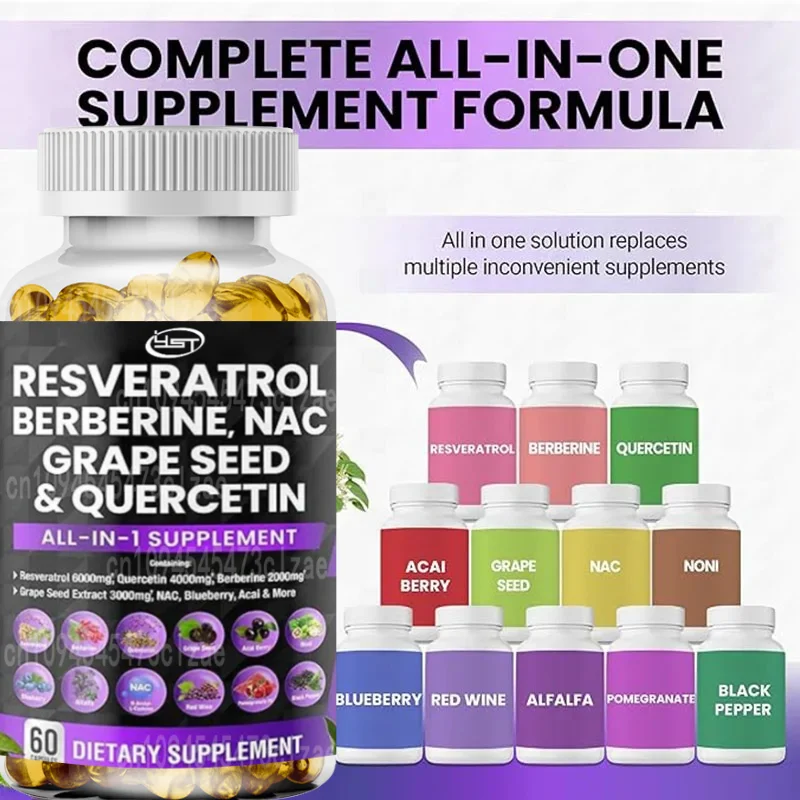Resveratrol, Quercetin, Violin Grape Seed Extract - Male and Female Polyphenolic Supplements