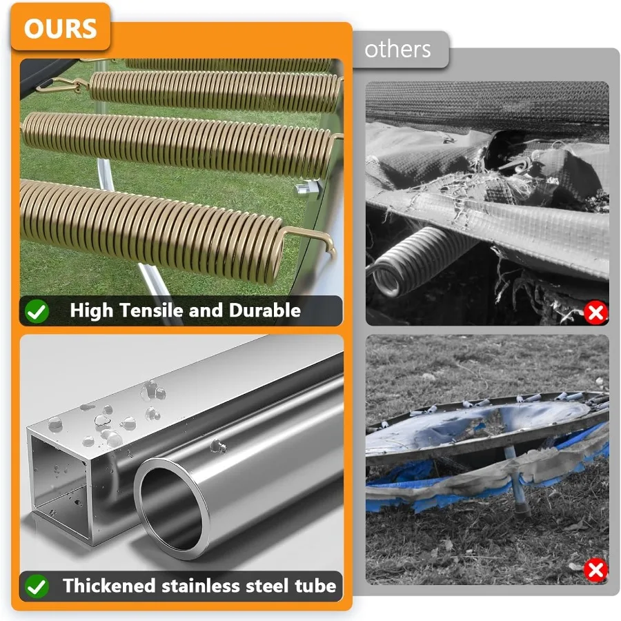 ترامبولين خارجي 8FT 10FT 12FT 14FT 16FT مع طوق كرة سلة مدمج للترفيه في الفناء الخلفي مناسب للبالغين ASTM C