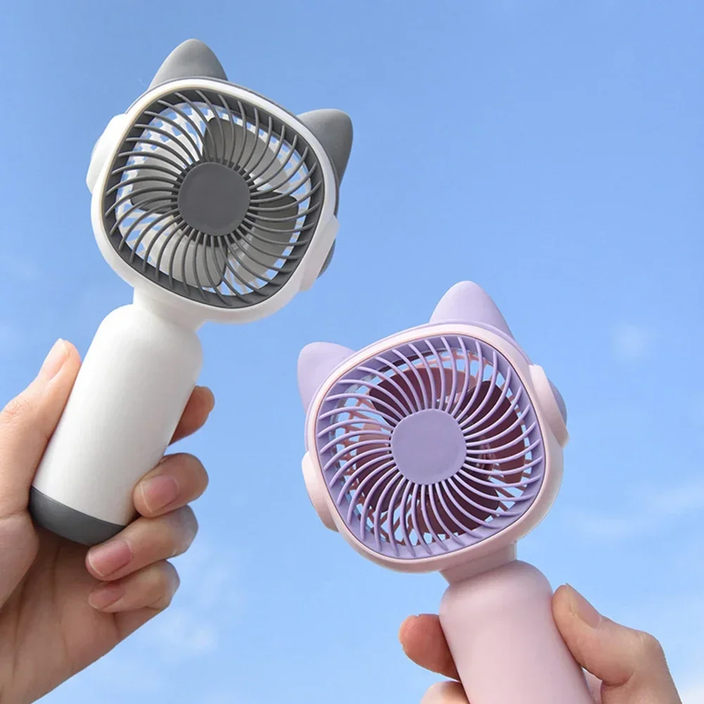 2Pcs Portable Mini Wireless Fan USB Rechargeable Handheld Cute Cat Ears Fan Summer Camping Hand fan With Cell Phone Holder