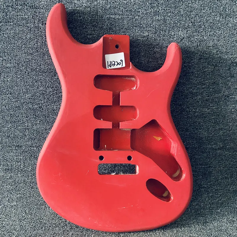 HB209 ST Guitar Body Unfinished SSH&SSS Pickups 2 Pivots Tremolo and Bridges Red Color in Solid Wood DIY Replace Guitar Parts