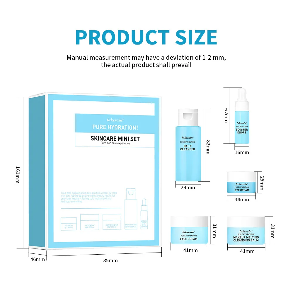 Mini Skincare Travel Set, Essential Kit for Face & Body, Hydrating & Cleansing in Portable Sizes, On-the-Go Care