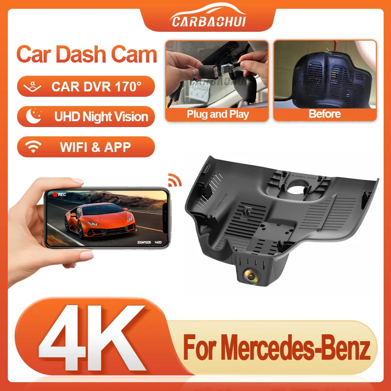 

Car Dvr 4K Dash Cam For Mercedes-Benz MB E Class E 300L 350L E300L E350L 4MATIC 2021-2023 Car Camera WIFI Connection APP Control