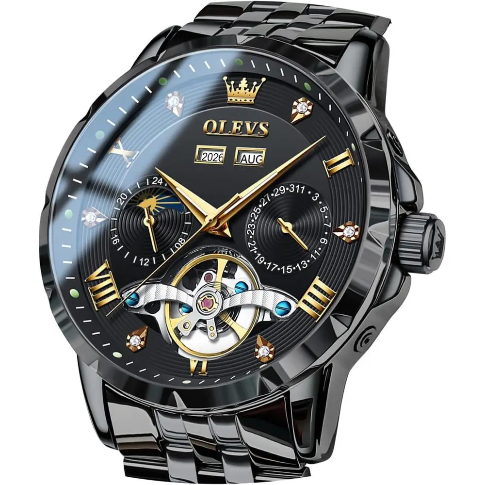 

Мужские автоматические часы OLEVS: классические, роскошные, механические, с бриллиантами, из нержавеющей стали, водонепроницаемые, светящиеся, с датой и календарем, наручные часы