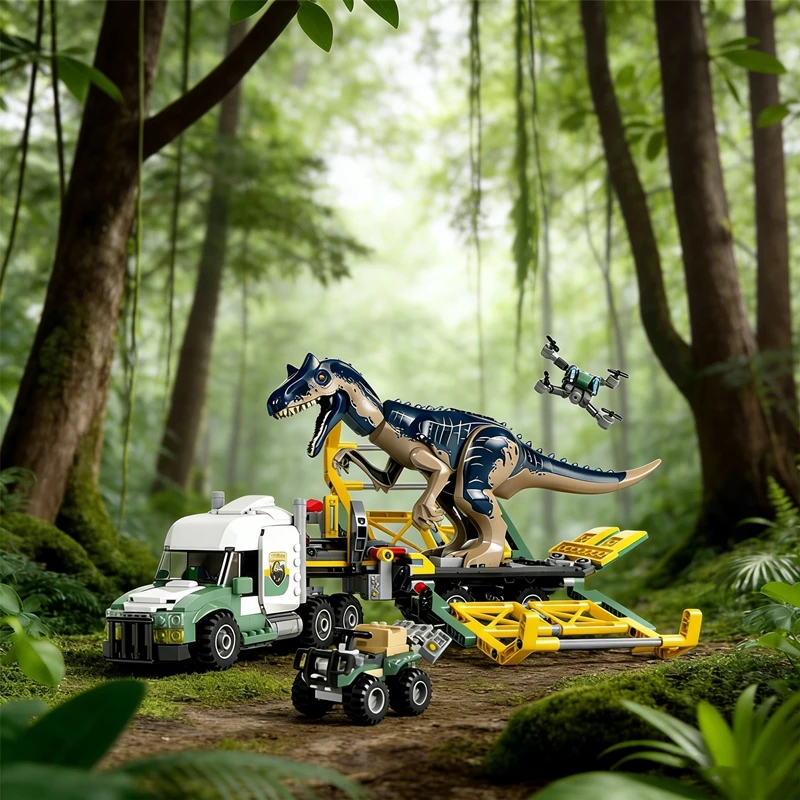 

Серия «Динозавры»: Наборы MOC «Миссии динозавров» — Аллоцавр, Транспортный грузовик. Игрушки для детского парка динозавров. Подарок на Рождество. 76966