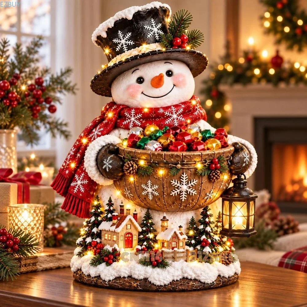 Lighted Christmas Candy Bowl,5 Festive Holiday Character Designs,Warm lighted candy dish in 5 festive designs for wrapped sweets