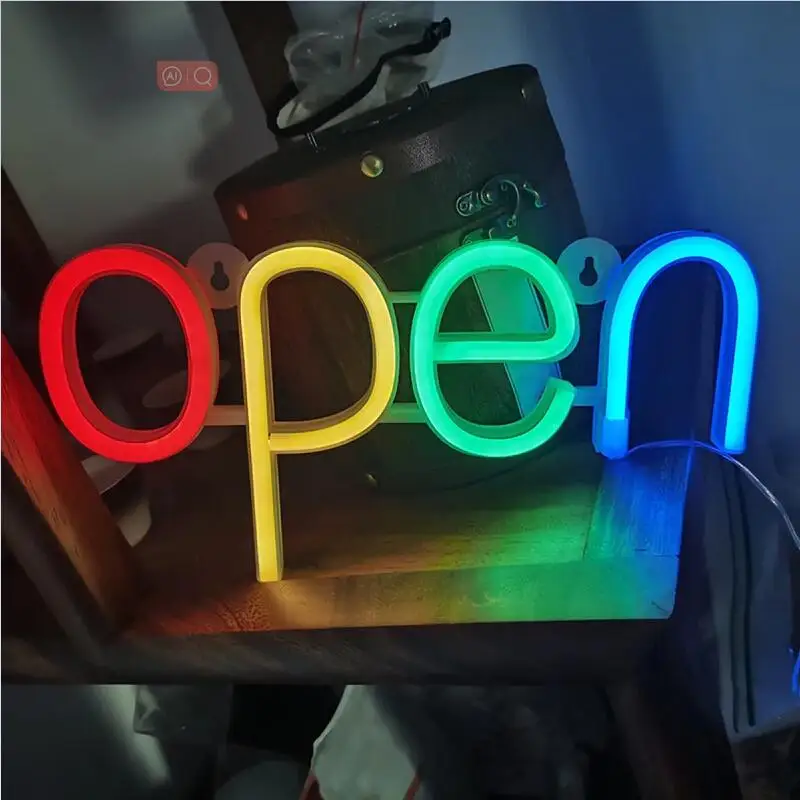 Neon Open Sign Lamp LED Neon Signs Night Light Battery/Colorful Lighted Letter Lights for Window Bar Hotel Coffee USB Powered