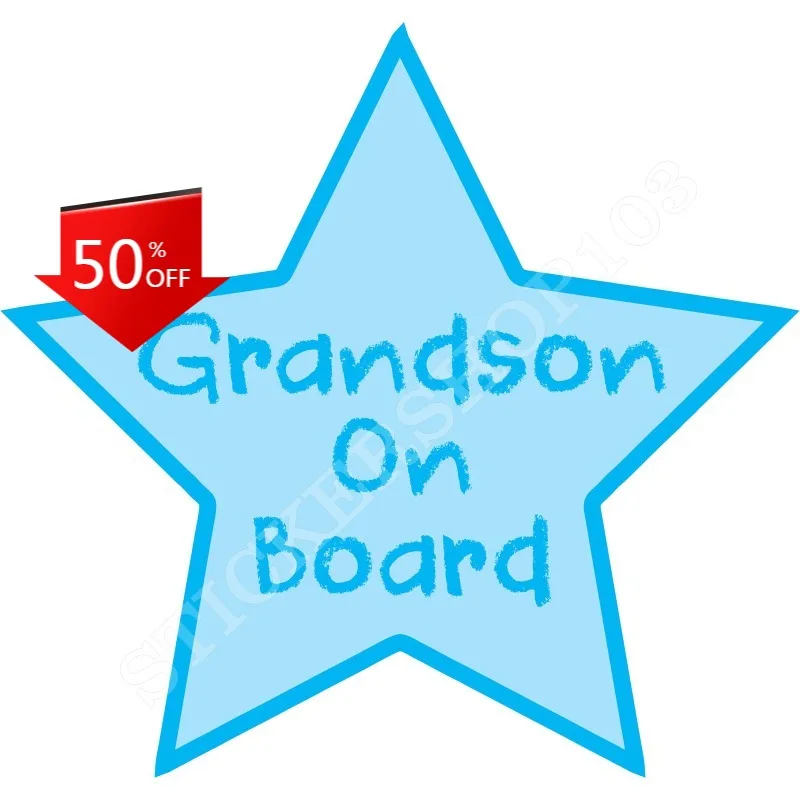 

Grandson Baby On Board Blue Star Sticker Boy Car Van Child Children Safety Laptop Camper Bodywork
