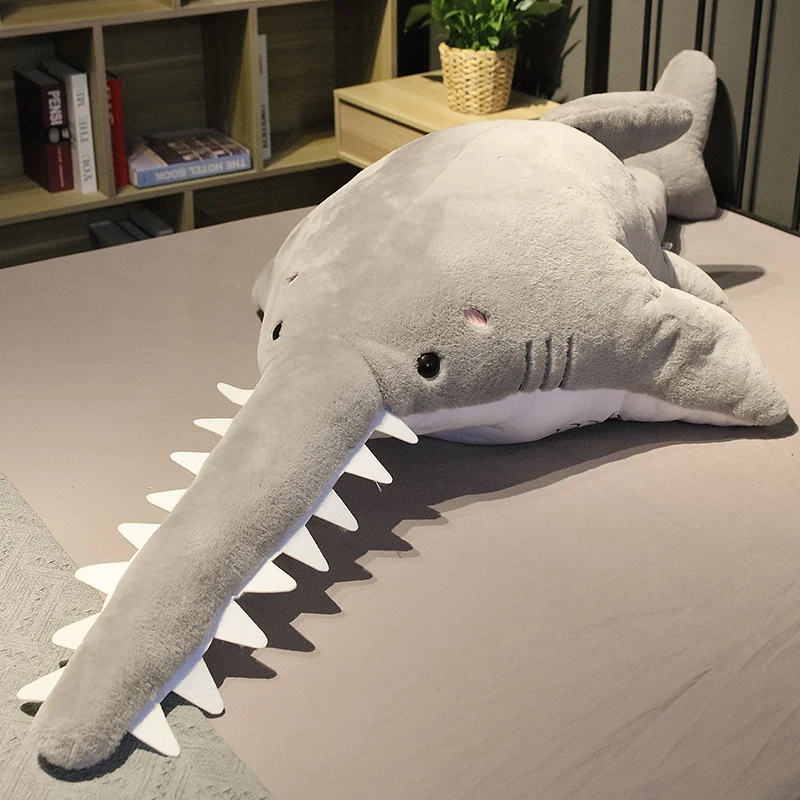 55/95/140CM Kawaii Stuffed Big Teeth Shark Doll Soft Simulation Cute Megalodon Plush Toys Kids Children Animal Pillow Gifts