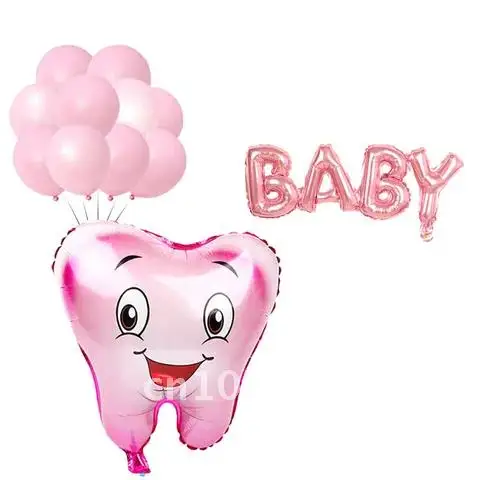 1set Party Decoration latex ballon helium tooth balloons for Baby shower Gender Reveal he or she Birthday kids toys Welcome