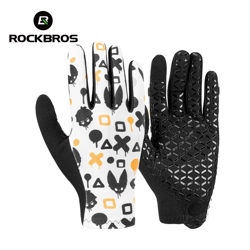 ROCKBROS Full Finger Bike Gloves Fingertip Touch Screen Anti-slip Bicycle Long Gloves Shockproof Pad MTB Road Cycling Gloves